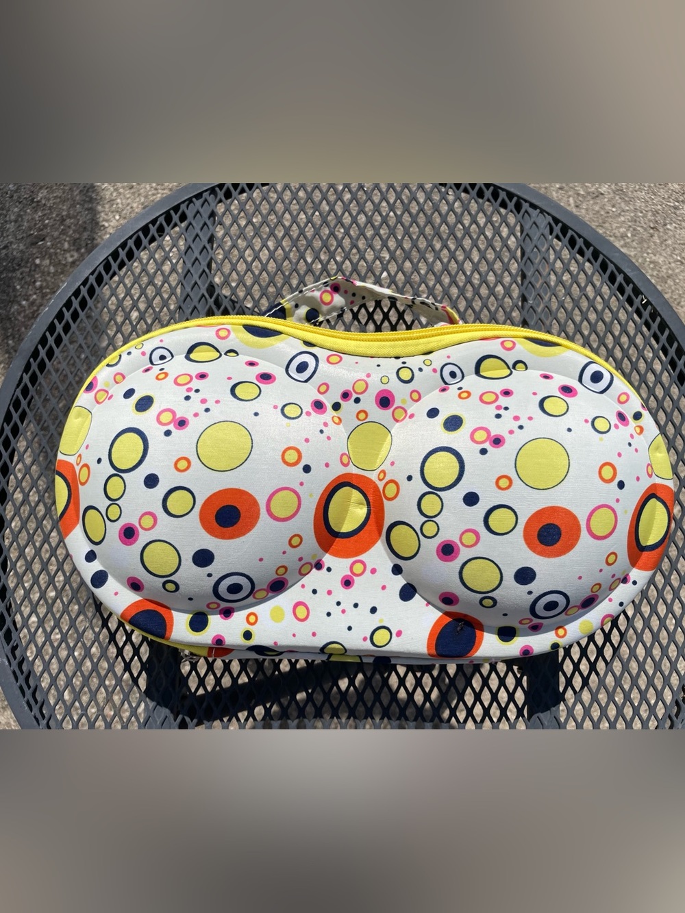 Women’s White Multi-Color Bubble Print Top-Handle Bag, bra travel storage